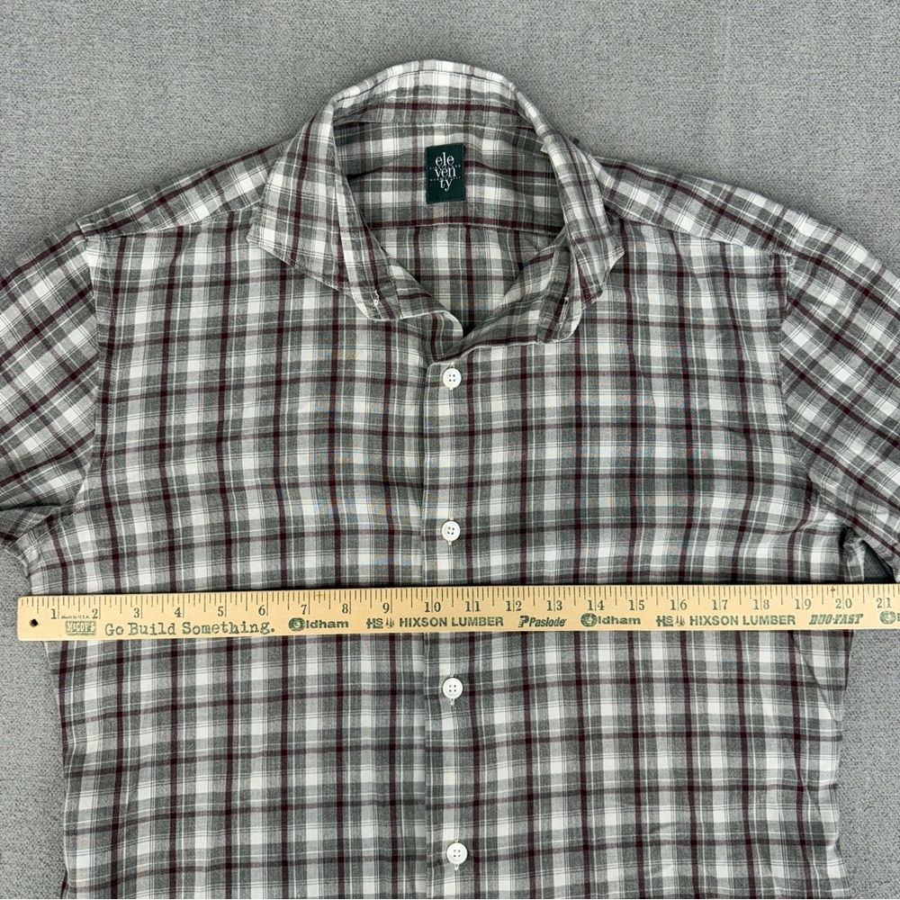 Eleventy Shirt Mens 15.5 39 Medium Plaid Button U… - image 8